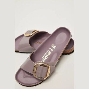 NEW Birkenstock 38-41 Madrid Big Hammered Buckle High Shine Sandals Faded Purple